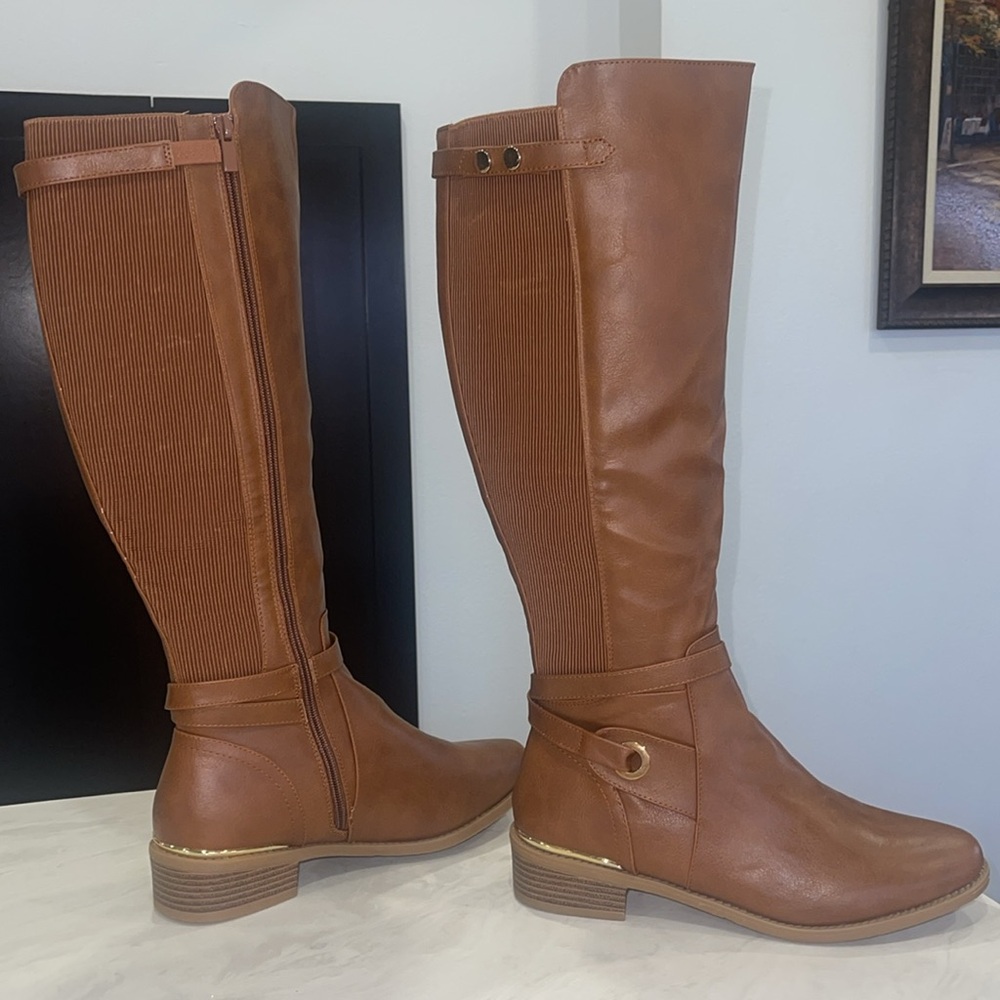 New!! ✨“TOP Moda”Women's Brown Faux Leather Knee-High Boots- Size 5.5 Last One!